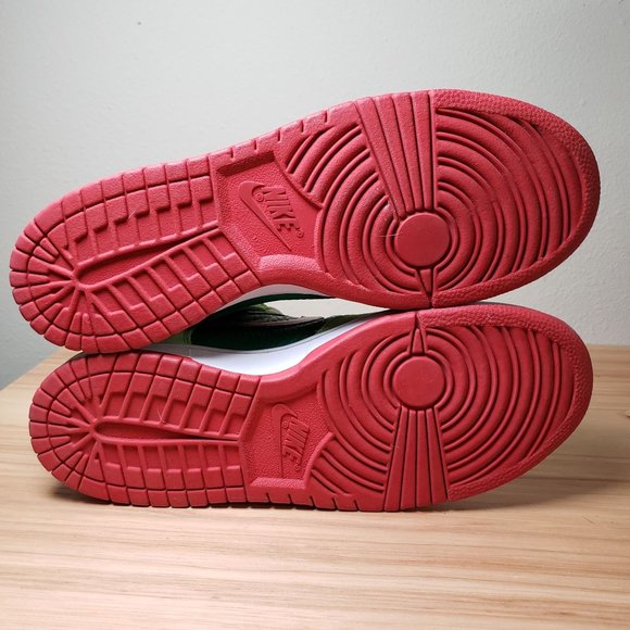 Men's Size 9.5 Nike SB Dunk High Pro Dr. Feelgood Sneaker Green Red - Picture 6 of 9